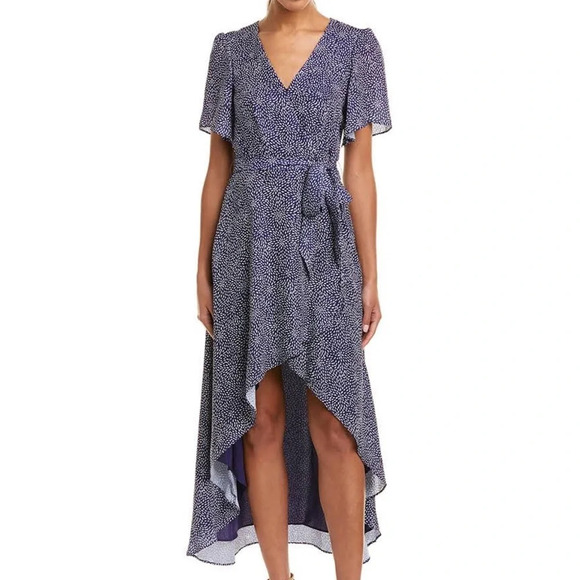 Parker Wrap High Low Blue White Stargazer Dress XS - Picture 1 of 8